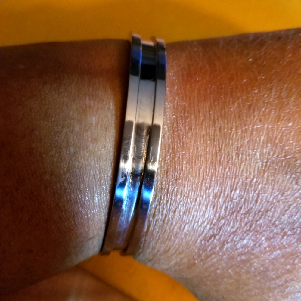 2 in 1 Changeable Hair Band Bracelet - black and black & white band. #2